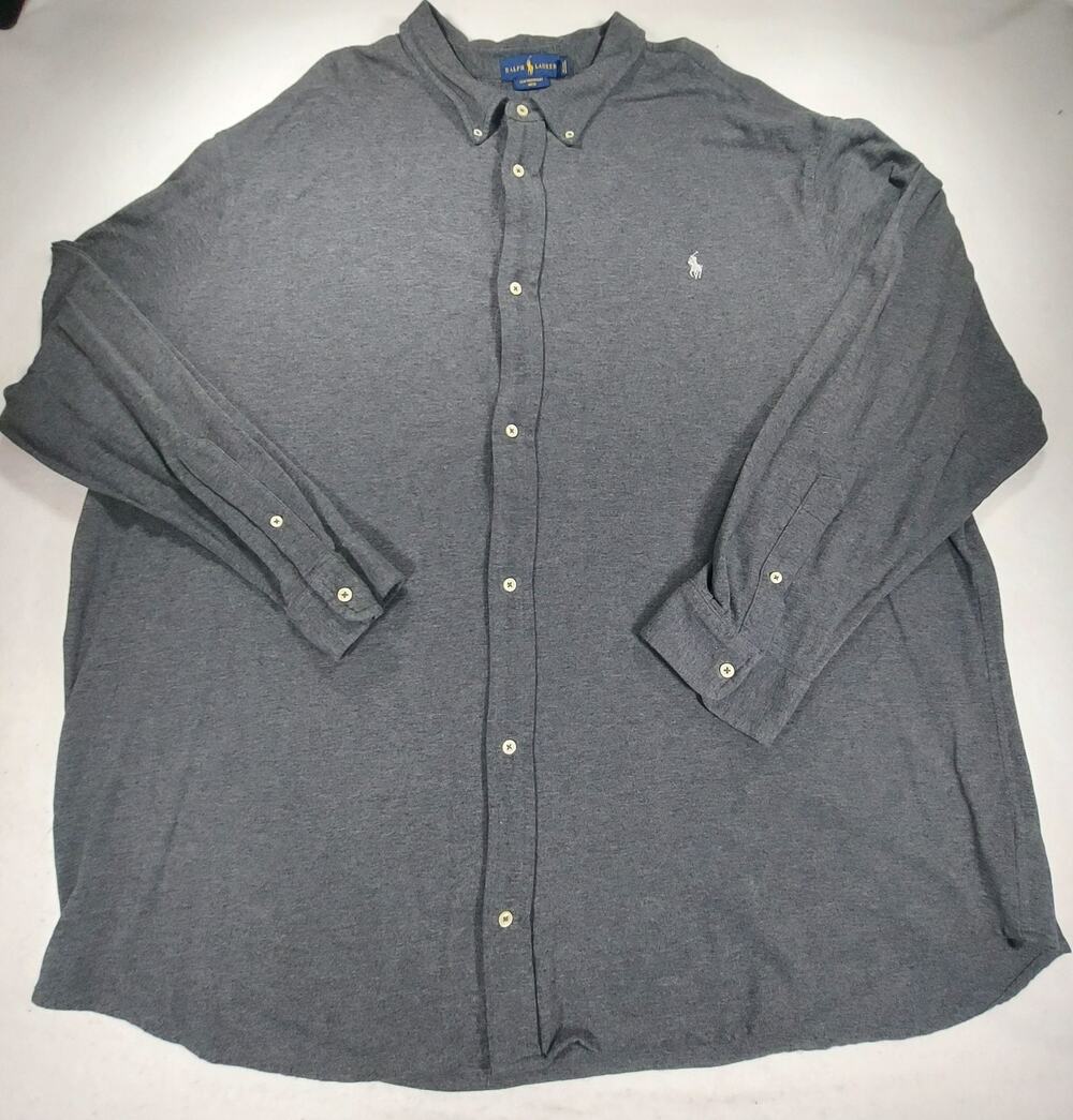 Polo Ralph Lauren Featherweight Mesh Button Down Shirt Gray Mens 5XB Big Tall